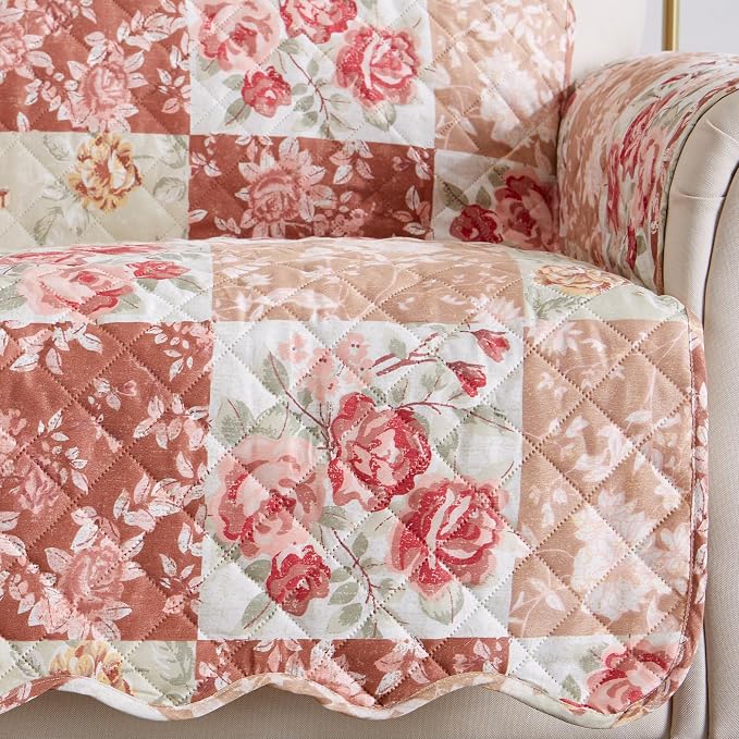 Great Bay Home Reversible Floral Patchwork Loveseat Furniture Protector - Image 2