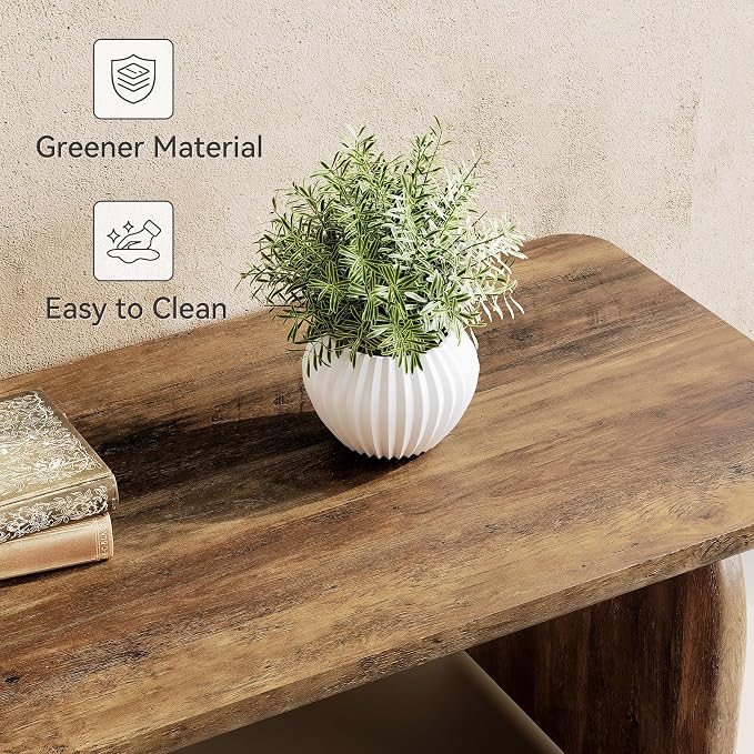 LITTLE TREE Farmhouse Coffee Table, 47 Inches Wooden Center Tables - Image 5