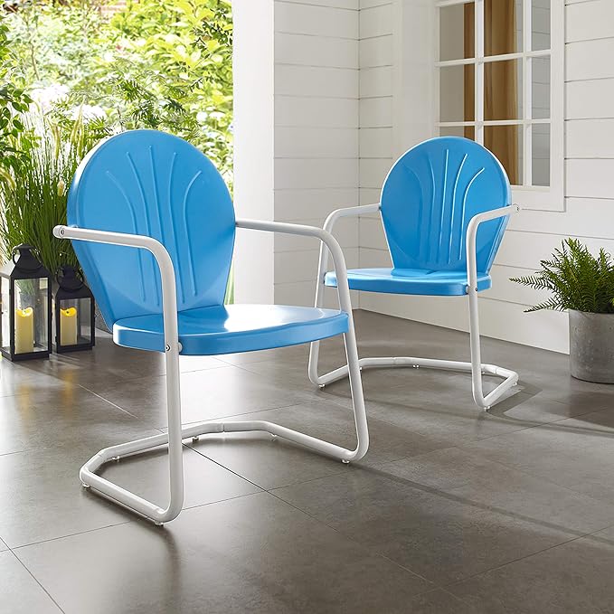 Crosley Furniture Griffith Outdoor Chair, Retro Metal Patio Chairs - Image 6