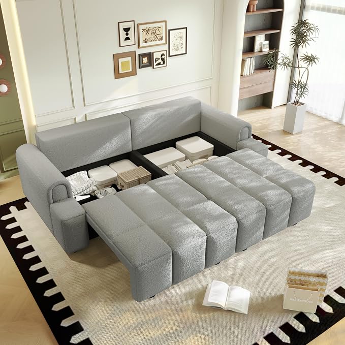 KEIKI 90.2" Space-Saving Convertible Sofa Bed – 3-in-1 Sleeper Couch - Image 5