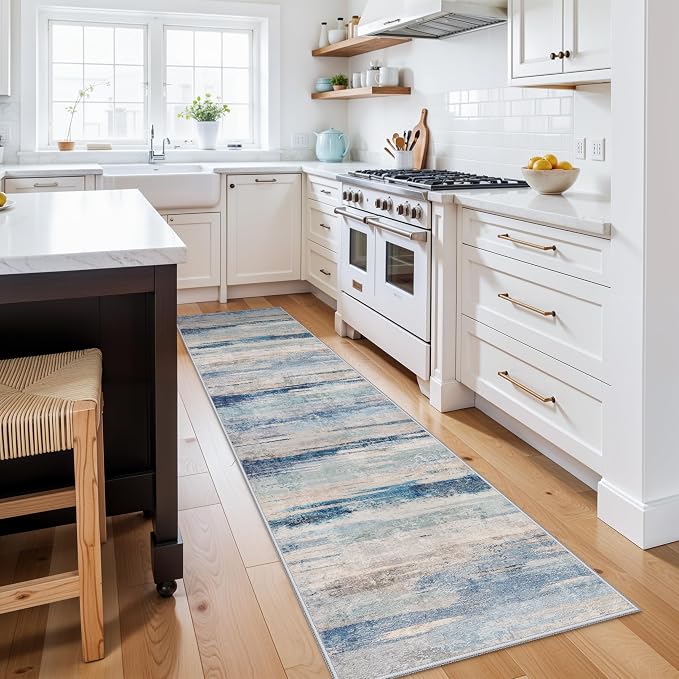 YOUFORTONG 2x8 Runner Rug Washable: Modern Abstract Kitchen Hallway Stain by YOUFORTONG