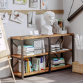 IRONCK Bookshelf Double Wide 55 in 3-Tier, Industrial Bookcases, Wood and Metal by IRONCK
