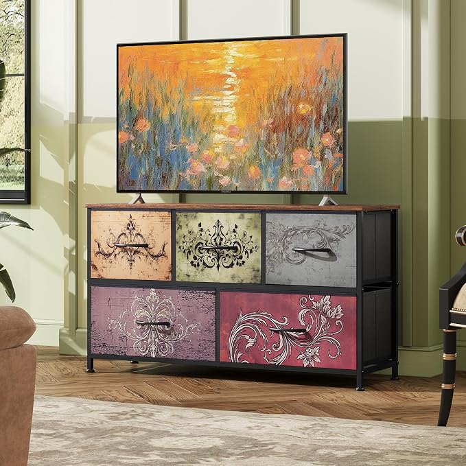 WLIVE Dresser for Bedroom with 5 Drawers, Wide Chest of Drawers, Fabric Dresser - Image 2