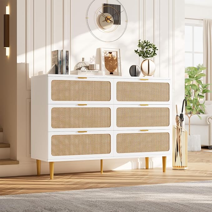 GarveeHome Rattan 6 Drawer Dressers - Image 3