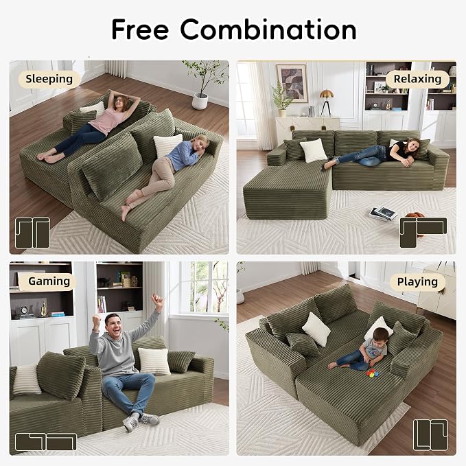 Opiesit 108" Boneless Couches for Living Room, Modular Sectional Sofa - Image 7