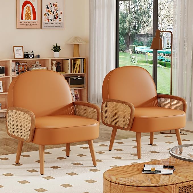 Aklaus Mid Century Modern Accent Chair Set of 2 Armchair by AKLAUSHomeFurniture