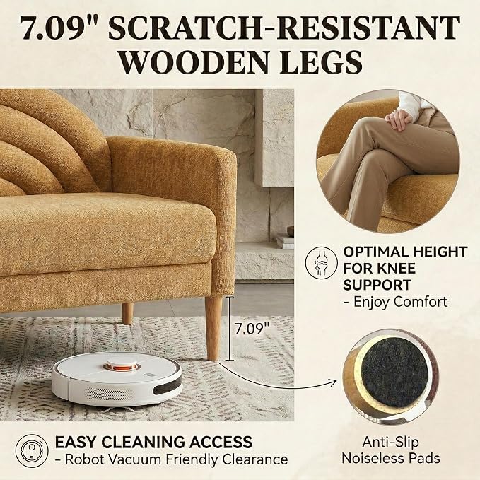 63" Small Loveseat Sofa for Small Spaces, Mid Century Modern Sofa, Linen - Image 7