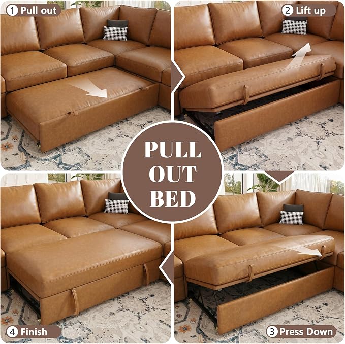 85 Inch Faux Leather Modular Sectional Sofa - Image 7