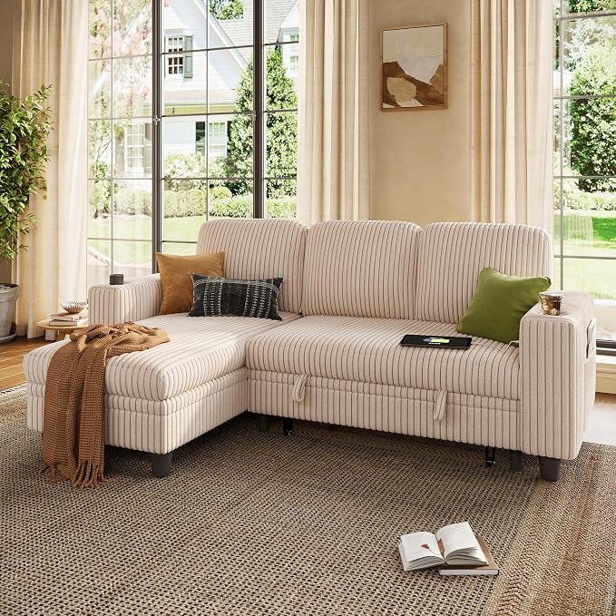 LINSY HOME Sectional Sleeper Sofa Pull Out Couches - Image 9