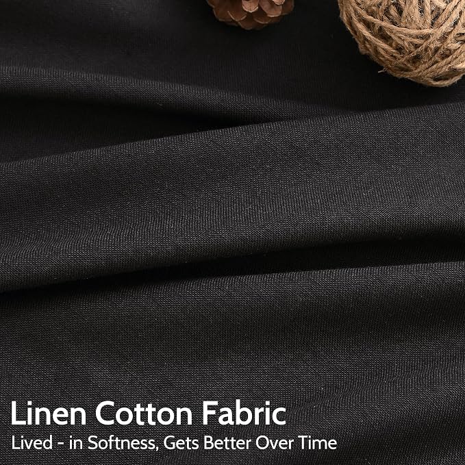 Nanspring Vintage Black Linen Curtains 96 Inches Long - Image 4