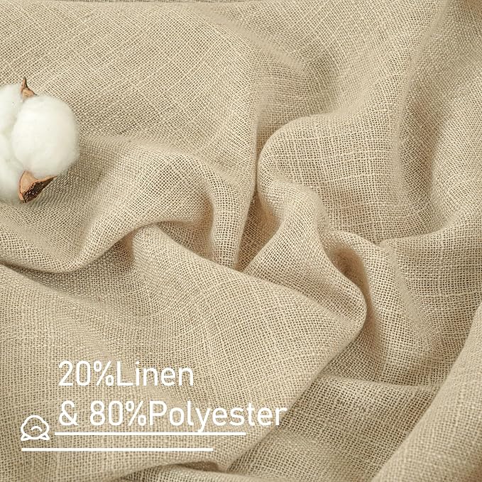 LAMIT Semi Sheer Linen Curtains 45 Inches Long 2 Panels, Light Filtering Panels - Image 2