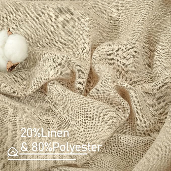 LAMIT Sheer Linen Curtains 63 Inches Long, Semi Sheer Light Filtering Panels - Image 2