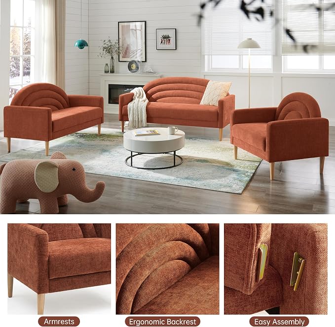 63" Small Loveseat Sofa for Small Spaces, Mid Century Modern Sofa, Linen - Image 8