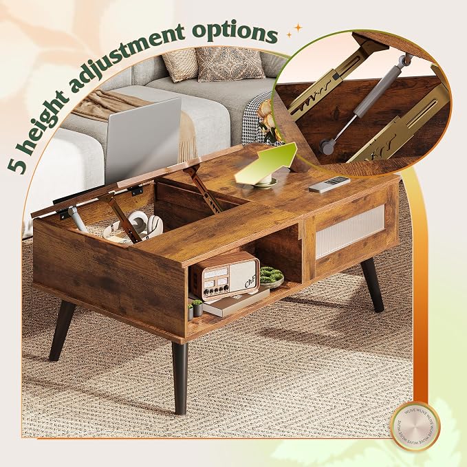 WLIVE Coffee Table, Lift Top Coffee Table - Image 4