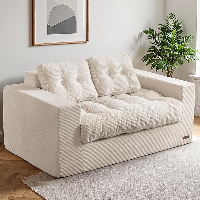 MAXYOYO Loveseat Sofa Couch, Upholstered Bean Bag Chair Cloud 2-Seat by MAXYOYO