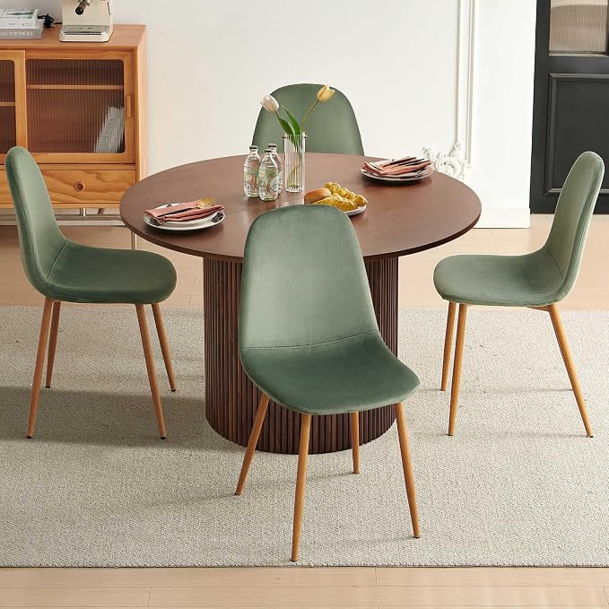 Dining Table Set for 4, Mid Century Modern 47 Inch Wooden Round Dining Table Set - Image 7