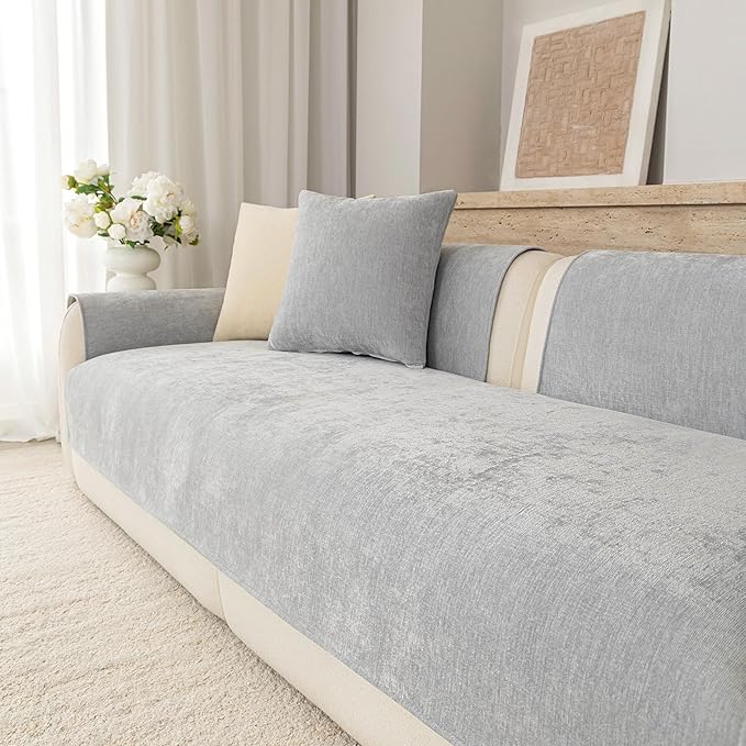 Premium Chenille Sofa Cushion Covers，Upgraded Anti-Slip Sectional Couch by Buzyset