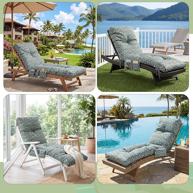 Kigley 2 Pcs Outdoor Chaise Lounge Cushions - Image 5