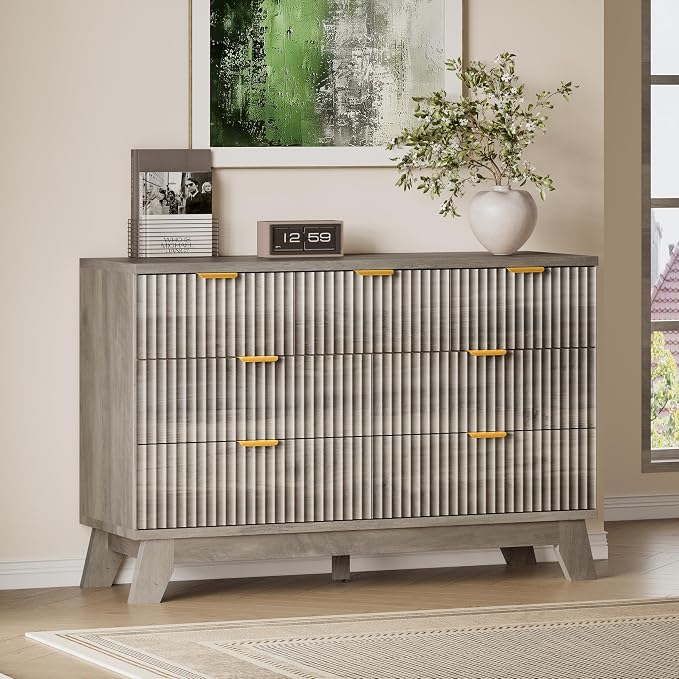 BORNOON Fluted 7 Drawer Dresser, 47.2" Wide Modern Boho Chest of Drawers by BORNOON