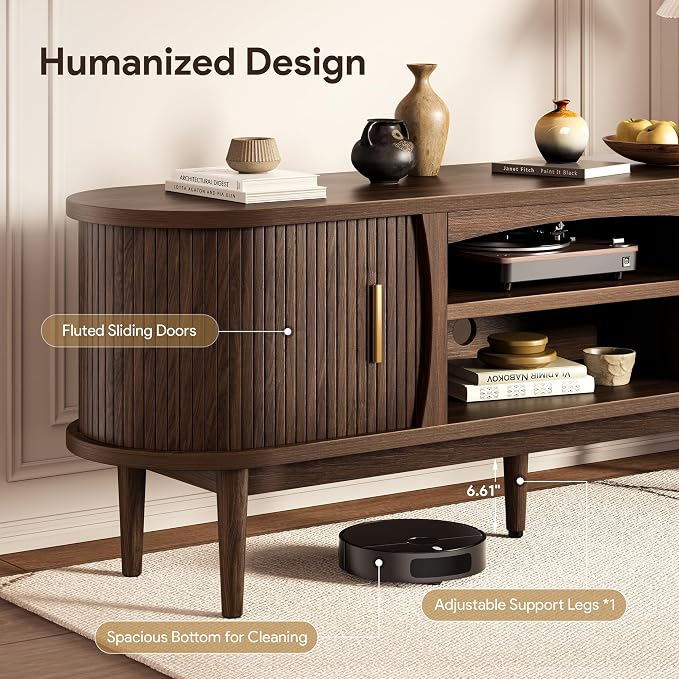 Decofy Mid Century TV Stand for TVs up to 70 Inches, Entertainment Center - Image 4