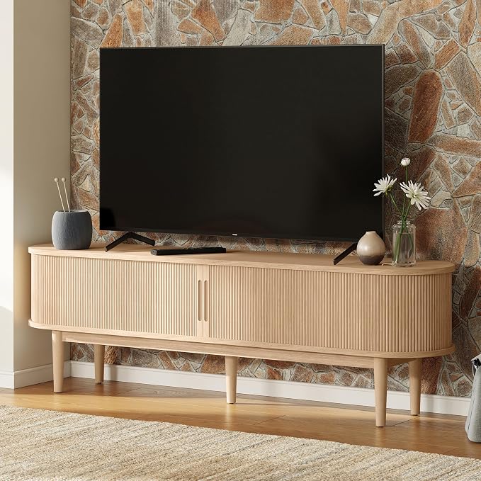 LINSY HOME 58" Fluted TV Stand for TVs up to 65 Inch, Mid Century Modern - Image 4