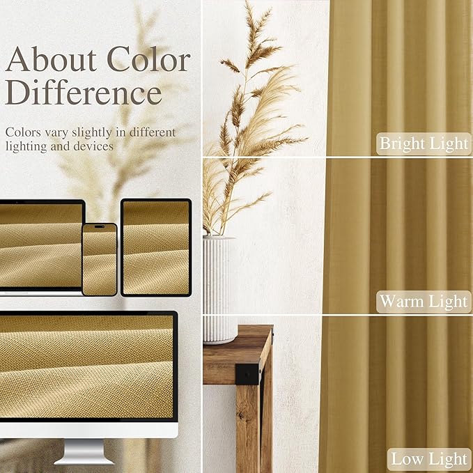 Extra Long Gold Linen Curtains 120 Inch - Image 3