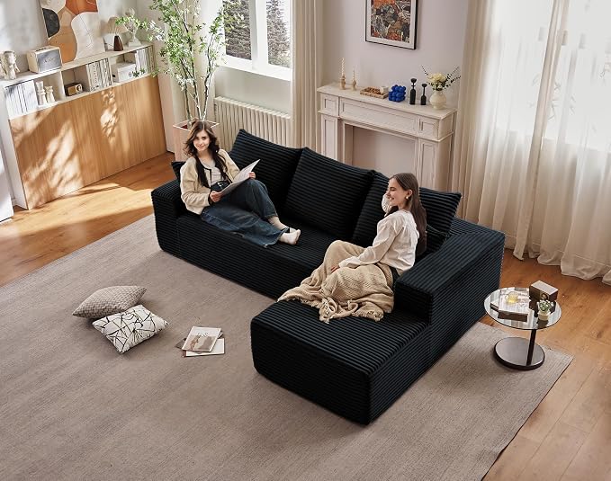 95" Cloud Sectional Couch with L-Shape Chaise, Modern Cloud Couch with Deep Seat - Image 8