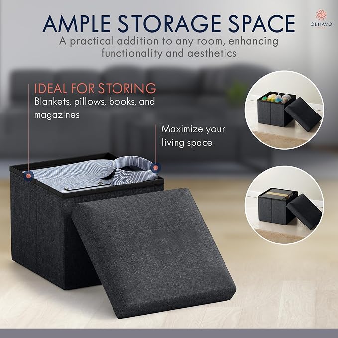 Ornavo Home Small Storage Ottoman, - Image 3