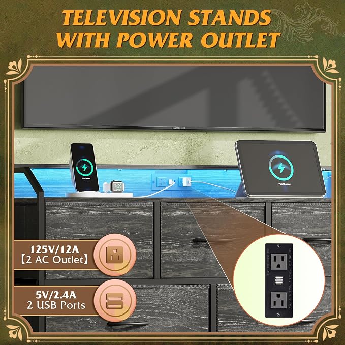 WLIVE Led Dresser for Bedroom, TV Stand for Bedroom - Image 6