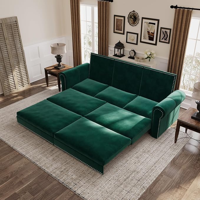 3 in 1 Convertible Sleeper Sofa Bed, 93.7" King Size Sofa Sleeper by LITVZ