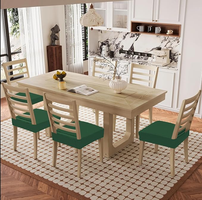 Smiry Waterproof Seat Covers for Dining Room Chairs Set of 2, Stretch Jacquard - Image 2