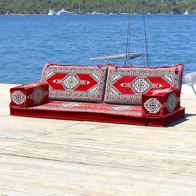 mysticalanatolia Majlis Floor Sofa Loveseat – 75x27x4 in Convertible Guest - Image 2