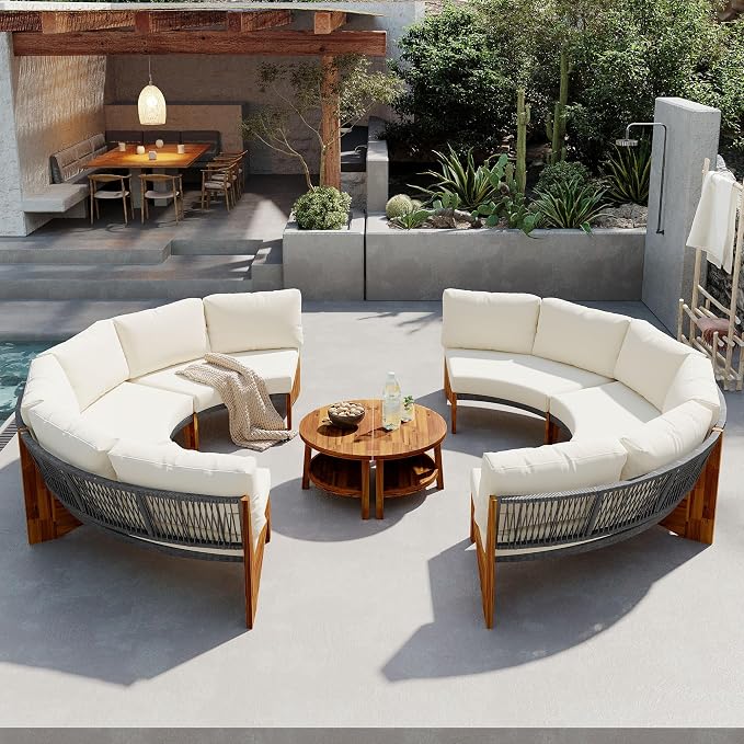 VilroCaz 3-Piece Outdoor Patio Furniture Sectional Sofa Set, 2 Semi-Circle Sofas - Image 2