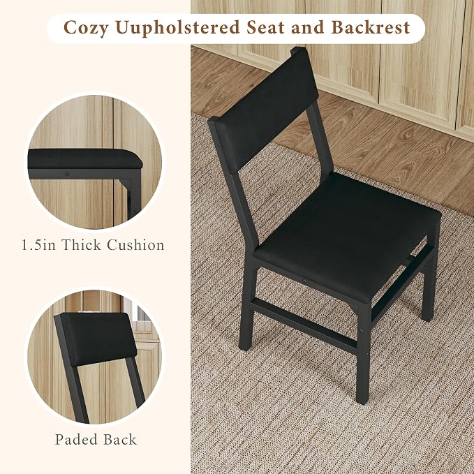 HUAHUU Dining Table Set for 4, Extendable Kitchen Table Cushion Chairs Set of 4 - Image 6