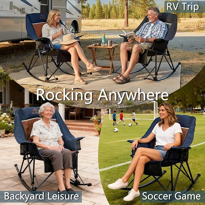 400lbs Rocking Camping Chair, Oversized Heavy Duty XL Folding Rocker - Image 9
