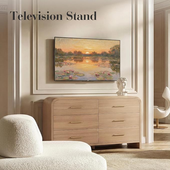 Curved 6-Drawer Dresser for Bedroom, Vanity Desk TV Stand for Living Room - Image 5