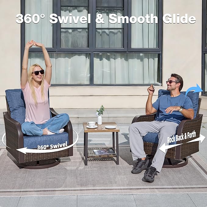 Outdoor Swivel Rocker Chairs, Wicker Swivel Rocking Chairs - Image 3