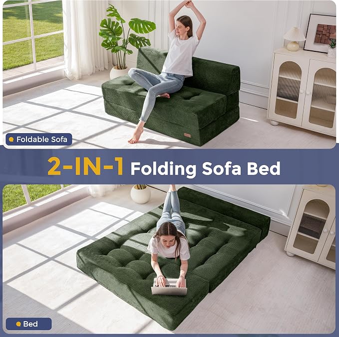 MAXYOYO 8" Folding Sofa Bed, Fold Out Chair Bed Sleeper Chair, Convertible - Image 3
