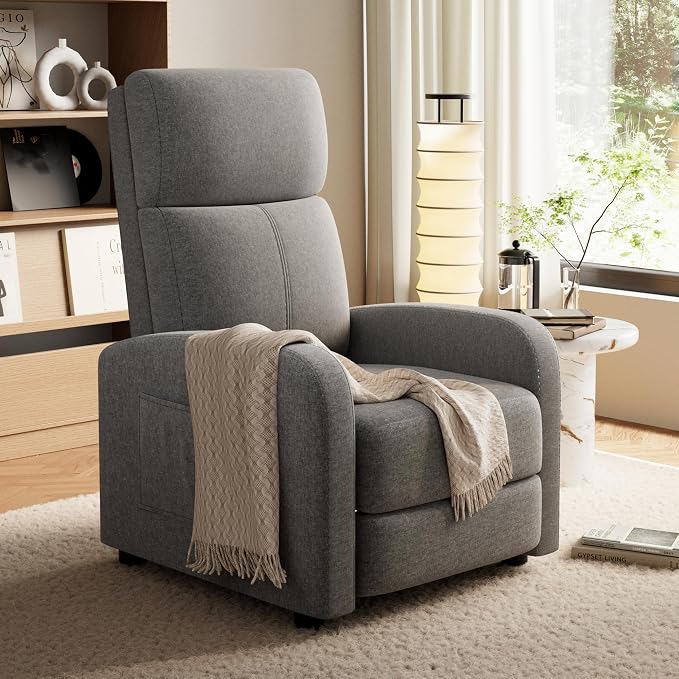 GarveeHome Linen Fabric Manual Recliner Chair, - Image 2