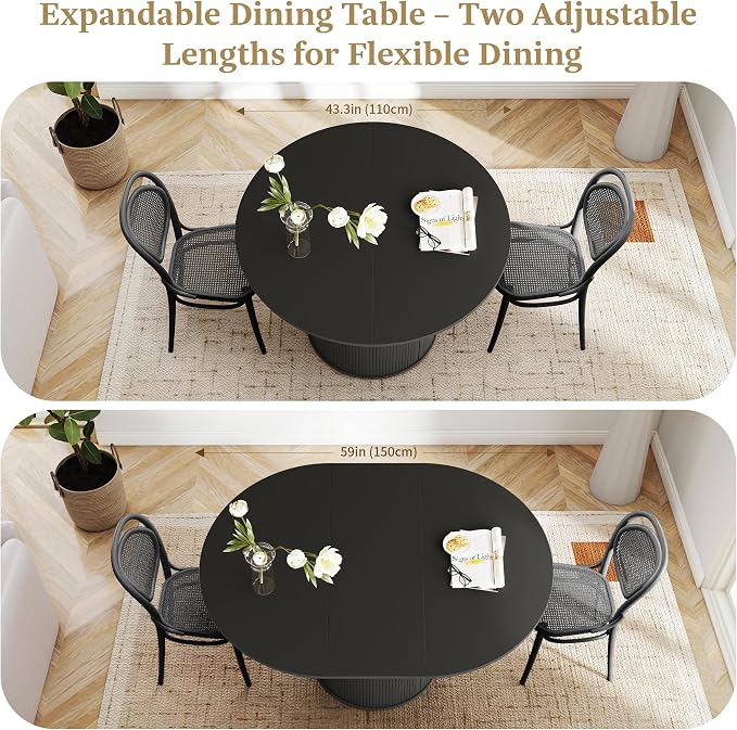 weselon 43"-59" Extendable Round to Oval Dining Table - Image 3