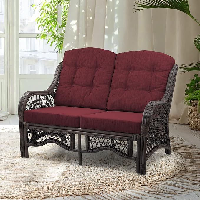Malibu Lounge Loveseat Sofa Natural Rattan Wicker Handmade Design by Wickerix