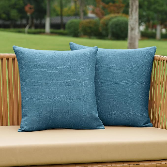 NiNi ALL Pack of 2 Decorative Outdoor Waterproof Pillow Covers Square Garden by NiNiALL