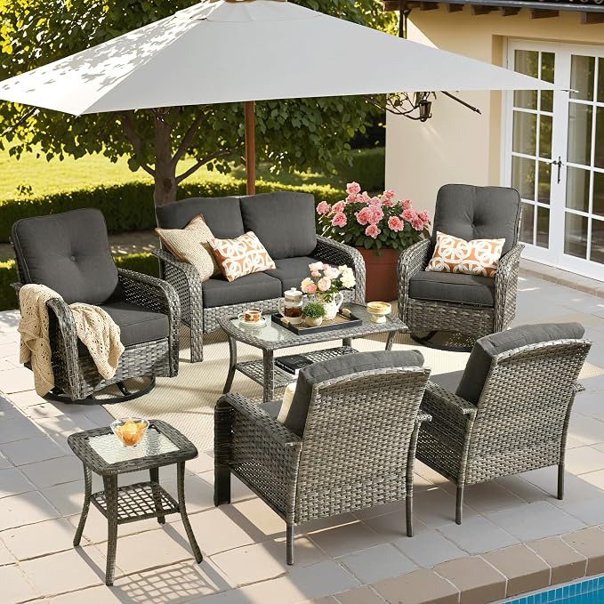 ovios 7-Piece Patio Furniture Set, Outdoor Wicker Sofa by OVIOS