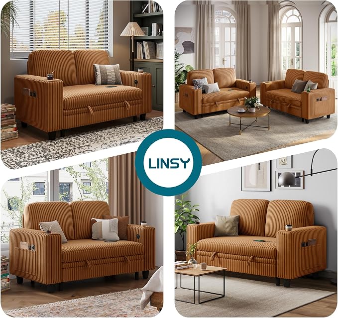 LINSY HOME Loveseat Sofa with Storage - Image 4