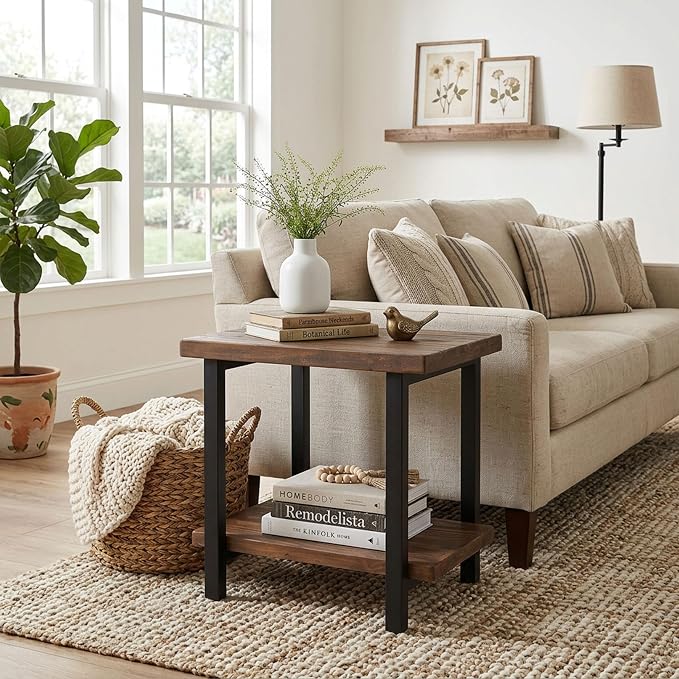 Alaterre Furniture Pomona Living Room 2-Tier Solid Wood End Table - Image 8