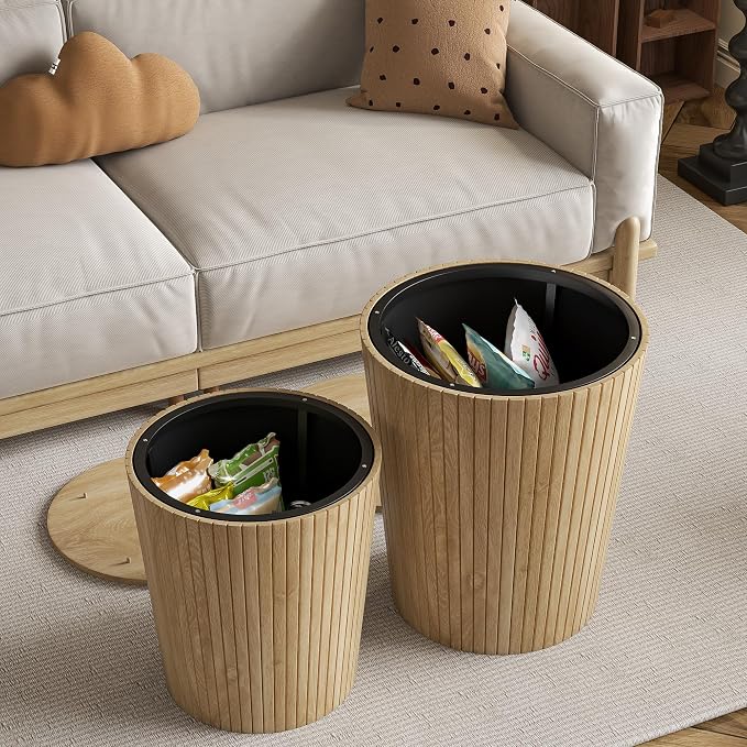 Nesting Coffee Table Set of 2, Round End Table - Image 6