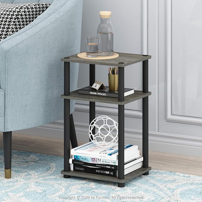 Furinno JUST Side Table Set of 2, 3-Tier Modern End Tables, Open Shelves Night - Image 2
