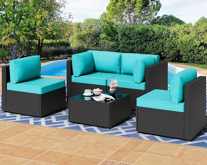 Shintenchi 5 Pieces Outdoor Patio Sectional Sofa Couch, Patio Conversation Sets by Shintenchi%7CFurnitureMadeforRealLife