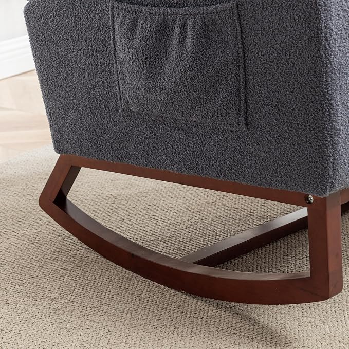 HCHAIRH Rocking Chair with Foot Rest, Teddy Nursery Rocking Chairs, Wingback - Image 9