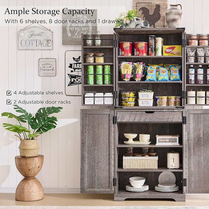 ACCOHOHO 72" Tall Kitchen Pantry, Farmhouse Storage Cabinet - Image 3